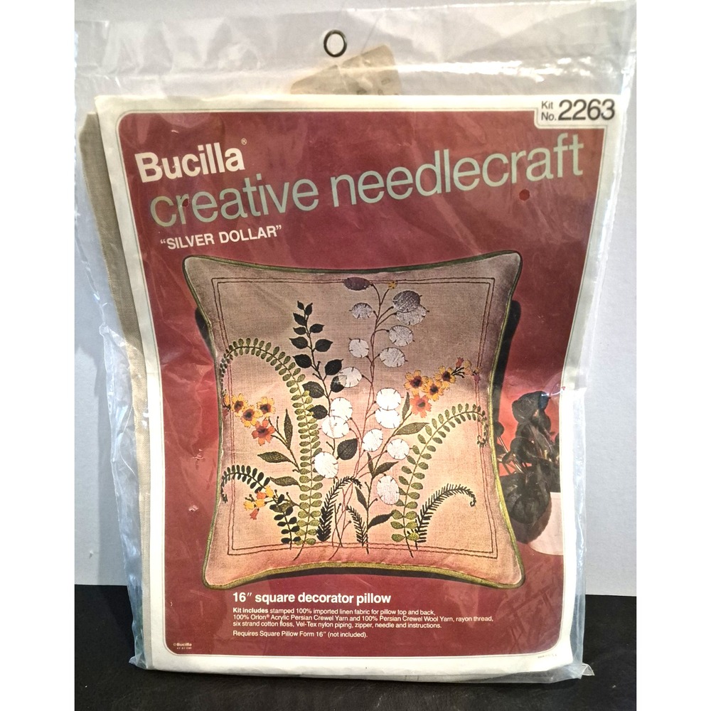 Bucilla Needlecraft Decorative 16" Pillow Kit " Silver Dollar" 2263